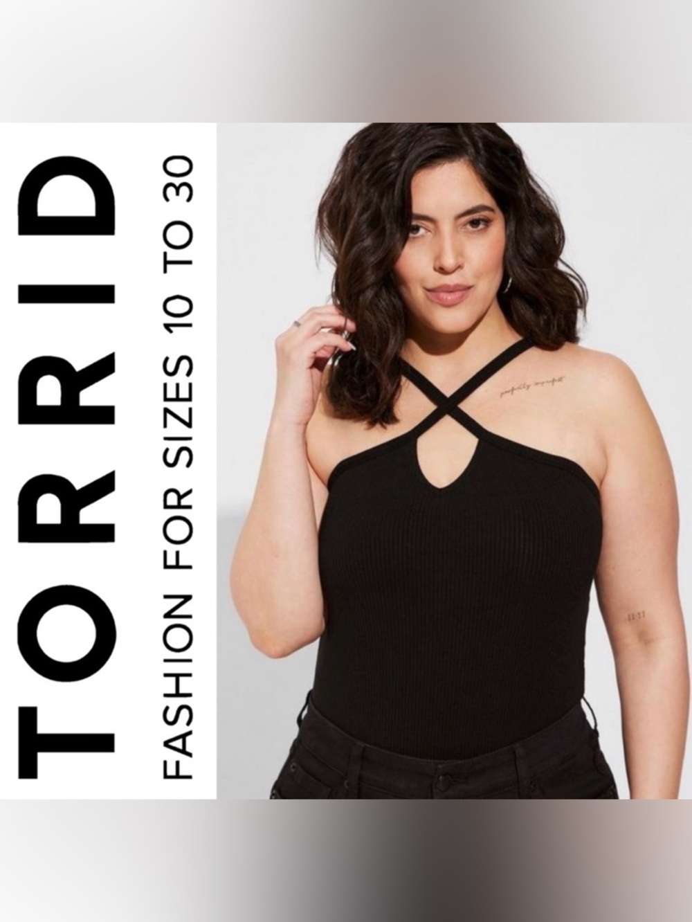 Torrid Black Everyday Ribbed Strappy Halter Tank Top, New!
